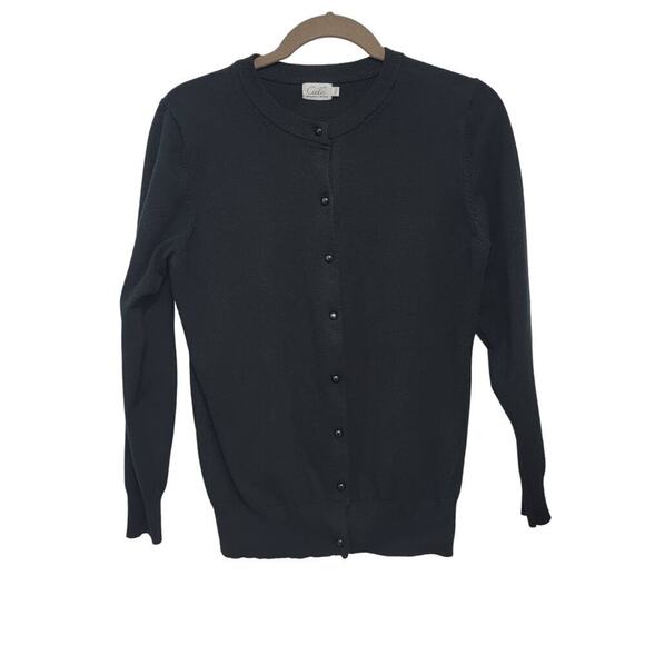 Cielo Black Cardigan 1x Minimalist Green Button Viscose Sweater 536 - Picture 1 of 12